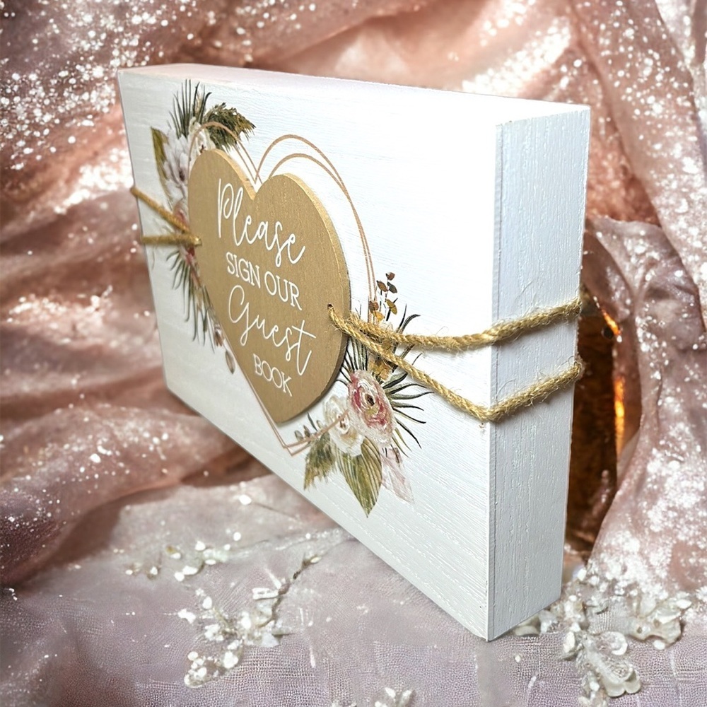 NWT PLEASE SIGN OUR GUEST BOOK Wedding Signage 8x5” Wood Sign